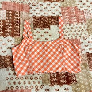 Aerie Orange Fitted Crop Tank Top